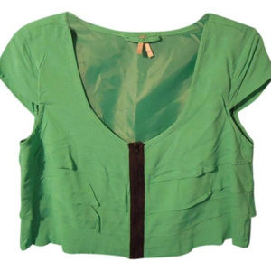 crop top with black zipper front.